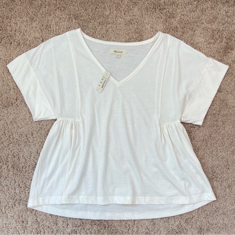 Madewell Supima Cotton Flutter-Sleeve Tee Shirt Top in Lighthouse Size XS NEW - Picture 8 of 13
